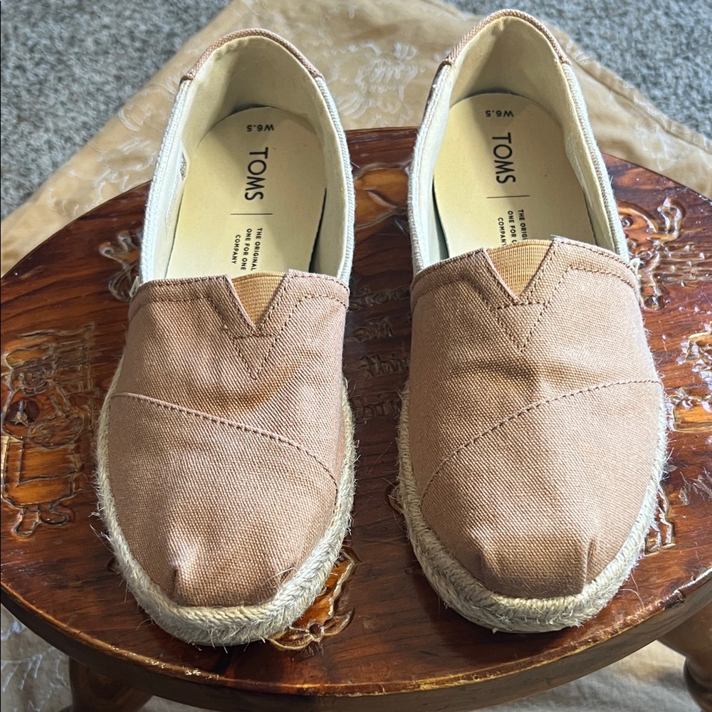 Toms Canvas Espadrille Slip-Ons in Light Brown